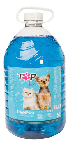 Shampoo Neutro Pet Cães E Gatos Branqueador Top Vet 5lt Tom De Pelagem Recomendado Claro E Escuro