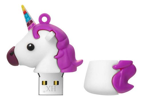 Memoria Usb Gb Silicona Diseño Unicornio Morado