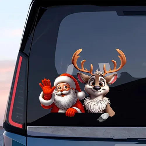 Adhesivo Navideño Con Forma De Alce De Papá Noel Para La Ven