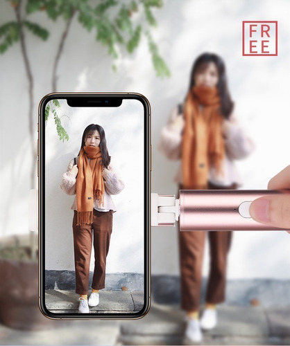 Bastão Monopod Selfie Bluetooth Magic Flute + Flash Led Rock