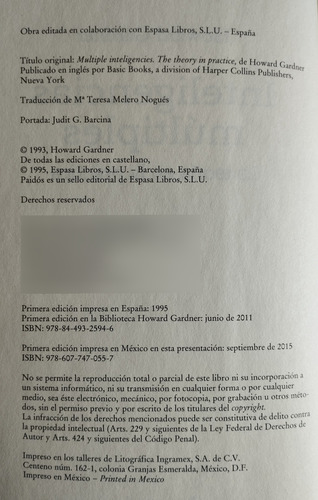 Inteligencias Múltiples Howard Gardner Libro Q (Usado)