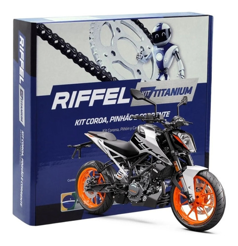 Transmision Riffel Ktm Duke 200 Pìñon Corona Cadena 45-14