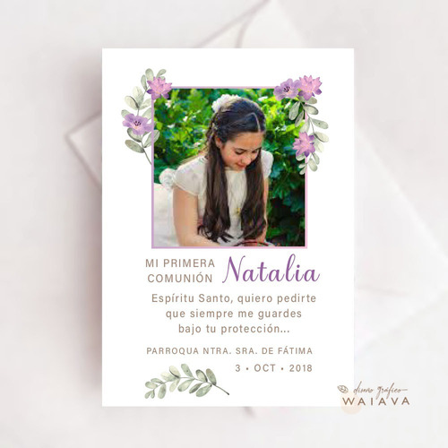 Imagen 6 de 8 de Estampas Primera Comunión Tarjetas Nenas Con Foto X 4u
