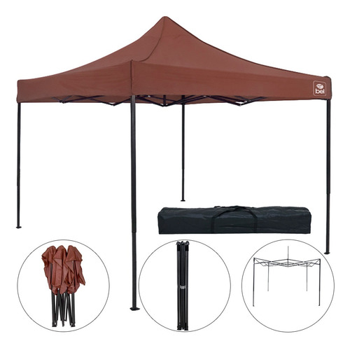 Tenda Gazebo Dobrável Em Oxford C/ Pvc 3 X 3 M Pagoda Belfix Cor Marrom