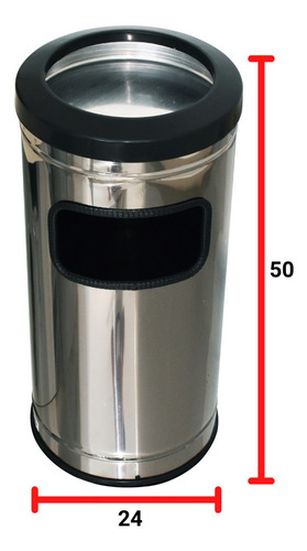 Imagem 3 de 3 de Lixeira Cinzeiro Inox C/ Aro Plástico Lixo Cigarro 25l