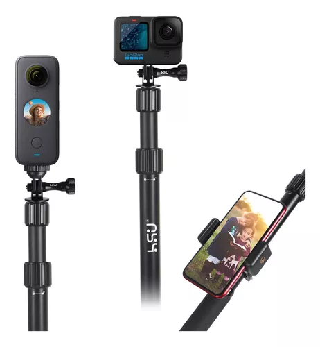 HSU Palo selfie impermeable para GoPro, poste de extensión de 14.8-44.1  compatible con GoPro Hero 11/10/9/8/7/6/5/4/AKASO Campark Osmo Action