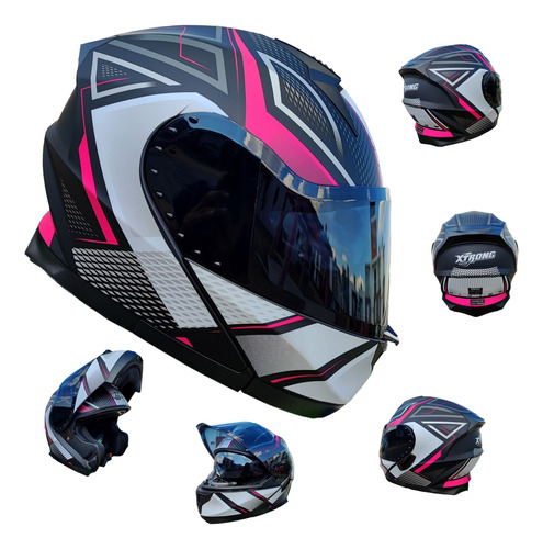 Casco Moto Negro Rosa Mate Certificacion Ece Xtrong Deportiv