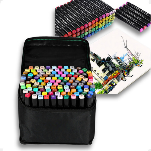 Marcador De Base De Álcool Touch Touch De Ponta Duplo Diversas Cores X 80