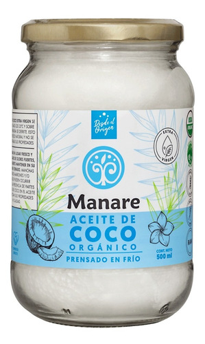 Aceite De Coco Orgánico 500 Ml - Manare