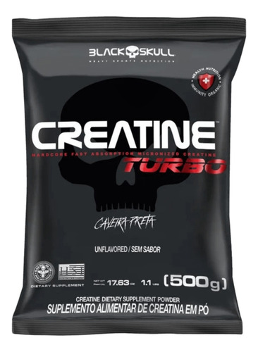 Black Skull Creatine Turbo Creatina Turbo Sachê 500g