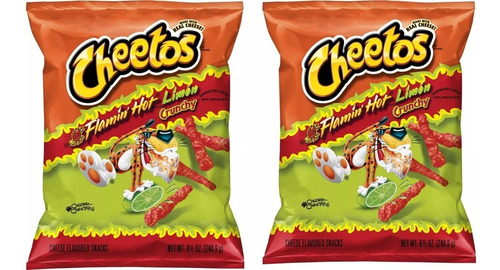 2x Cheetos Crunchy Flamin' Hot Limón 240.9gr C/u  Importados