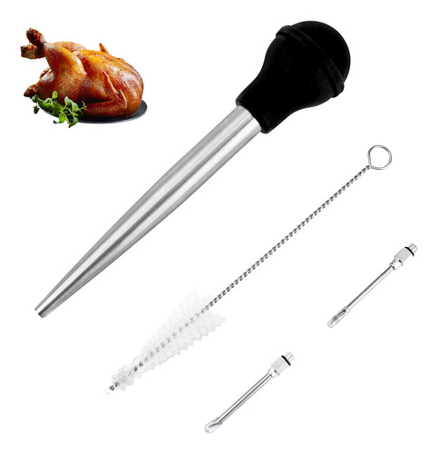 Jeringa De Pavo De Acero Inoxidable Con Cepillo Y Adobo