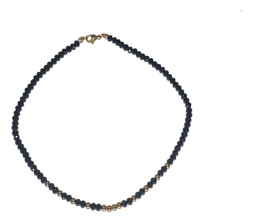 Collar De Cristal Murano Negro Con Balines