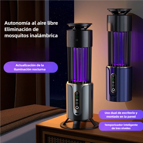 Lámpara Repelente Eléctrica Recargable Mata Mosquitos Mosca 4500V Usb Color Azul