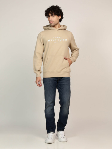 Sudadera Beige Con Capucha Y Botones Tommy Hilfiger Hombre