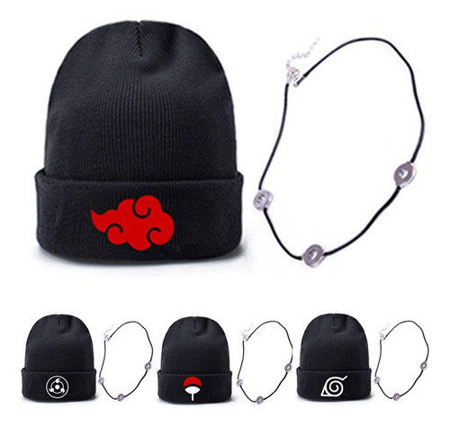 2 En 1 Naruto Gorro De Lana + Collar Akatsuki Sasuke