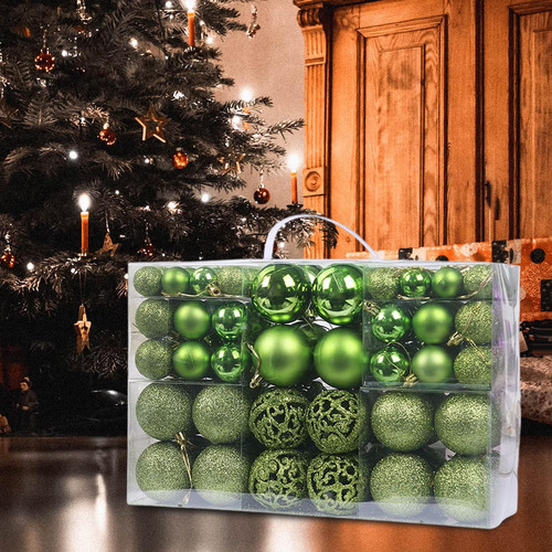 100 Bolas De Árbol De Navidad Colgantes Inastillables Verde