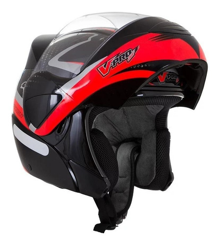 Capacete Escamoteável Pro Tork V-pro Jet 2 Carbon Cor Preto e Vermelho Tamanho do capacete 62
