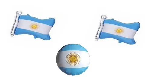 3 Globos Metalizados Bandera Argentina 48 X 60 Cm Y 45 Cm