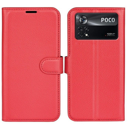 Capa Capinha Carteira Xiaomi Poco X4 Pro 5g Case Couro Flip Cor Vermelha