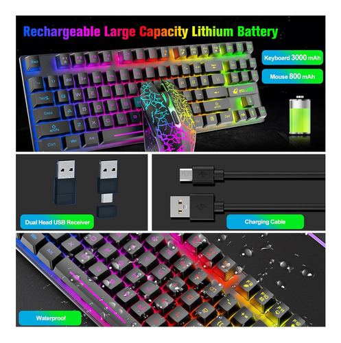 Combinação De Teclado E Mouse Para Jogos Sem Fio Com 87 Tecl