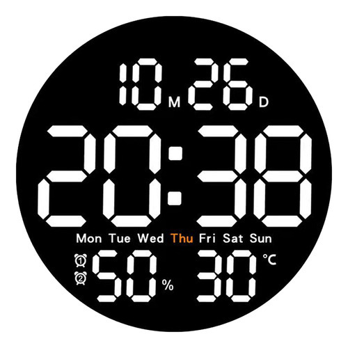 Reloj De Pared Digital Con Control Remoto, 10 Niveles De Bri