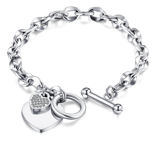 Yetasi La Pulsera De Plata Y Oro Rosa Con Corazón Para Mujer