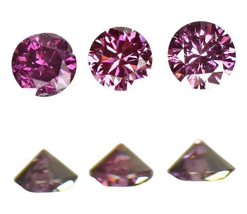 Diamantes Rosados 1.68, 1.8, 1.72, 0.06 Cts / 3 Unidades
