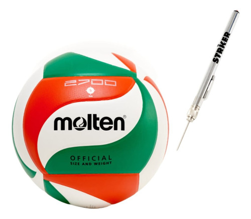 Kit Pelota De Vóley Molten 2700 + Medidor De Presión Striker
