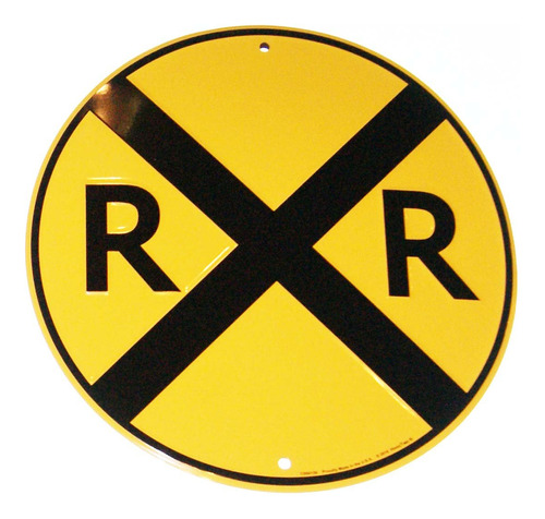 Rr Railroad Xing Crossing Señal Trafico 12.0 In Color Estaño