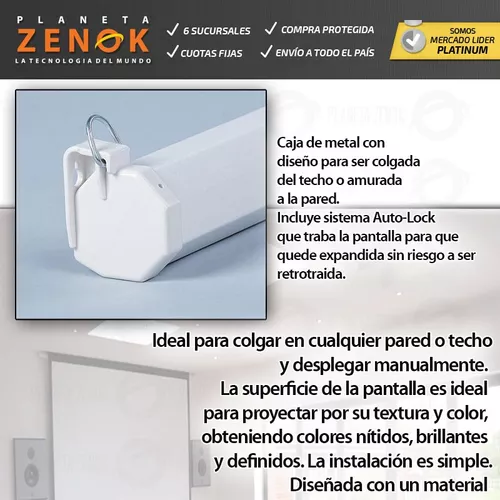 Electronica Avellaneda - Pantalla Proyector Daza 100 Pulgadas Manual 4:3  Pared Techo Marca: Daza Modelo: M100NWV Caracteristicas: Altura de la  pantalla visible (A):152,4CM Anchura de la pantalla visible (A):203,2CM  Color de la