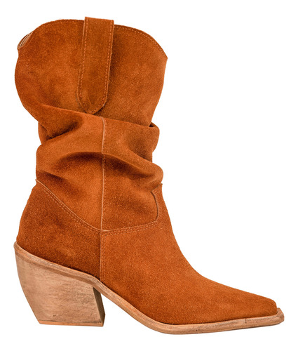 Botas Texanas Mujer Gamuza Caña Abuchonada Fruncida Mecha