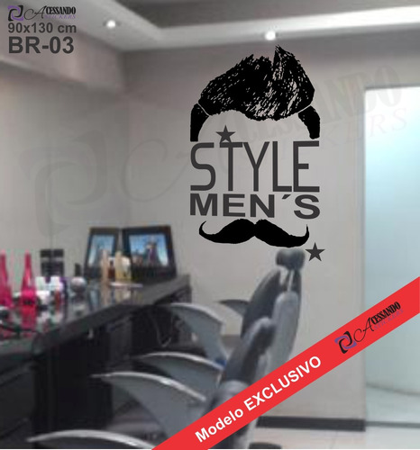 Adesivo Decorativo Barber Shop Espaço Homem Exclusivo Oferta