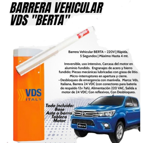 Barrera Vehicular Marca Vds Modelo Bertha 220v