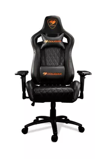 Silla de escritorio Cougar Armor S gamer ergonómica negra con tapizado de cuero sintético