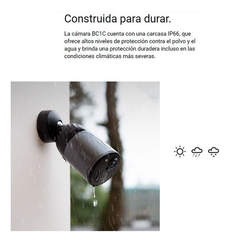 Imagen 3 de 5 de Cámara Ezviz Batería 210 Días Recargable 1080p Color Cs-bc1c