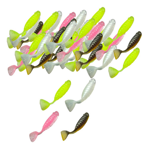 30x Señuelos De Pesca, Gusanos De Pesca Ondulados, Suaves,