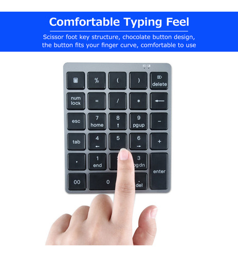 Teclado Numérico Inalámbrico: Bt/usb, Batería Incorporada,