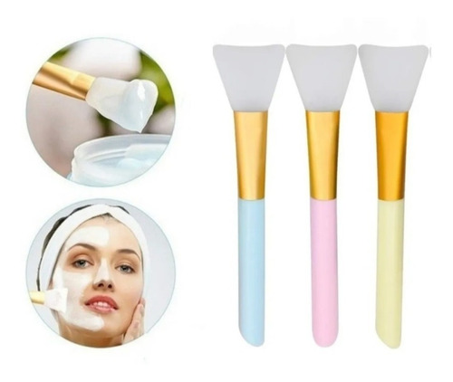 Kit 3 Pzs Brocha Aplicador Silicona Para Mascarillas Facial