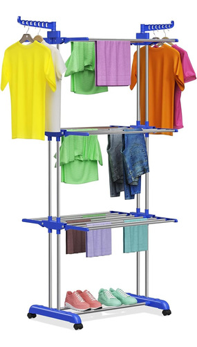 Tender De Ropa Vertical Plegable Con Ruedas