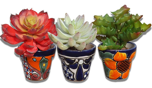 Talavera Pottery Juego De 3 Macetas De Cerámica Mexicana Min