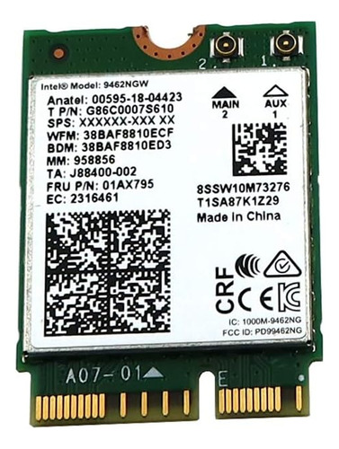 Inalambrico De Doble Banda Intel 9462ngw-ac 9462 Convio M.2