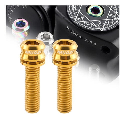 2 Uds Vástago De Manillar De Bicicleta Pernos De M6 19 Oro