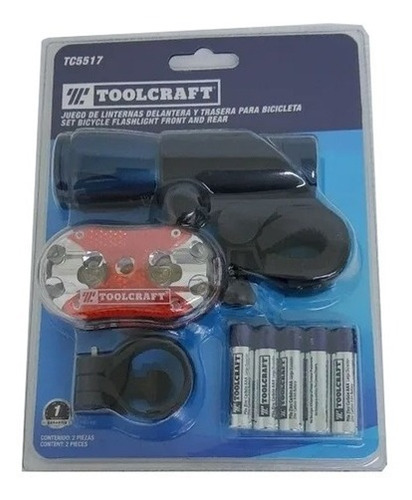 Imagen 1 de 2 de Juego Linterna Delantera Y Trasera Para Bicicleta Toolcraft
