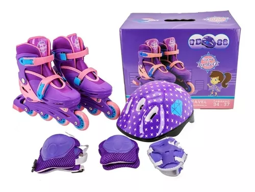 Patins Infantil Menina Quad Roller Skate Ajustável 4 Rodas