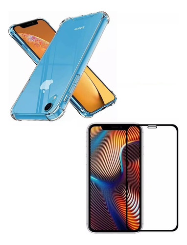 Funda Case Reforzada Mas Vidrio Full Cover 9h Para iPhone XR