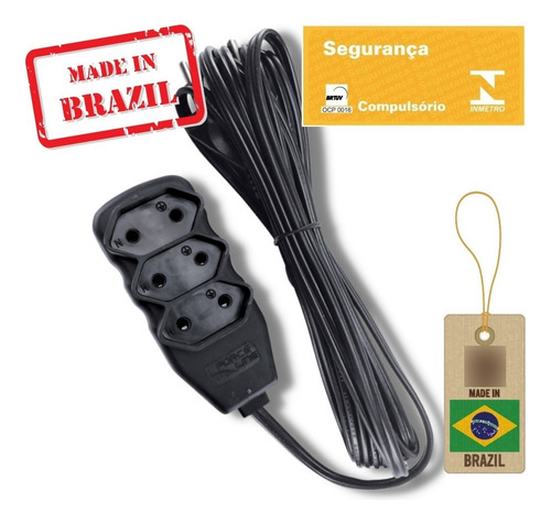 Extensão Bipolar Slim 3 Metros Preto Force Line