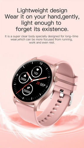 Reloj Smartwatch Inteligente Rosa Deportivo Mujer Bluetooth
