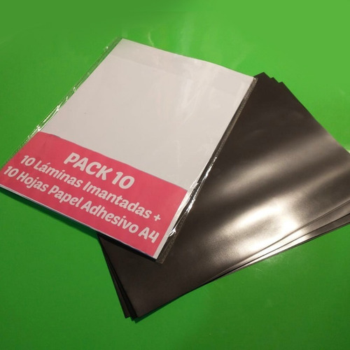 Pack 10 Láminas Imantada + 10 Hojas Papel Adhesivo Brillante