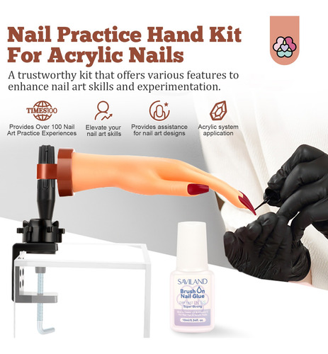 Saviland Mano De Práctica Para Uñas Acrílico, Puntas De Uñas